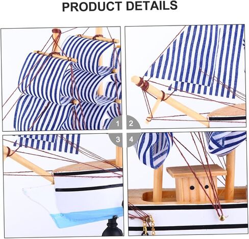 STOBOK 1pc 24cm Sailboat Ornament Nautical Decor Vintage Sail Boat Model Pirate Model Wooden Sailing Models Home Decoration Seaside Non-Woven Fabric Ocean Boat in Saudi Arabia
