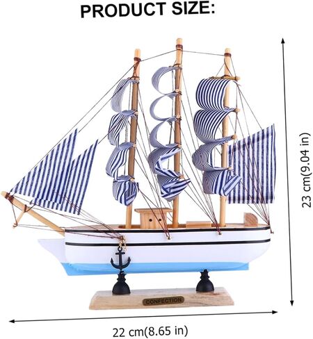 STOBOK 1pc 24cm Sailboat Ornament Nautical Decor Vintage Sail Boat Model Pirate Model Wooden Sailing Models Home Decoration Seaside Non-Woven Fabric Ocean Boat in Saudi Arabia
