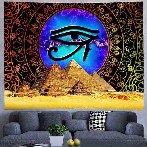 XSISTER النمط المصري نسيج الأساطير القديمة أنوبيس الوحش عين حورس أجنحة ذهبية التوازن النص الكلاسيكي الفن الجدار شنقا قصيرة أفخم 8060 بوصة غرفة المعيشة غرفة النوم ديكور المنزل in Kuwait