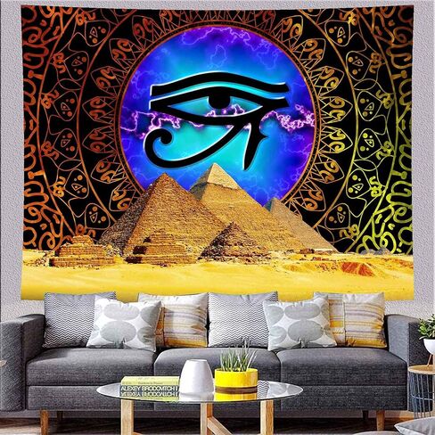 XSISTER النمط المصري نسيج الأساطير القديمة أنوبيس الوحش عين حورس أجنحة ذهبية التوازن النص الكلاسيكي الفن الجدار شنقا قصيرة أفخم 8060 بوصة غرفة المعيشة غرفة النوم ديكور المنزل in Kuwait