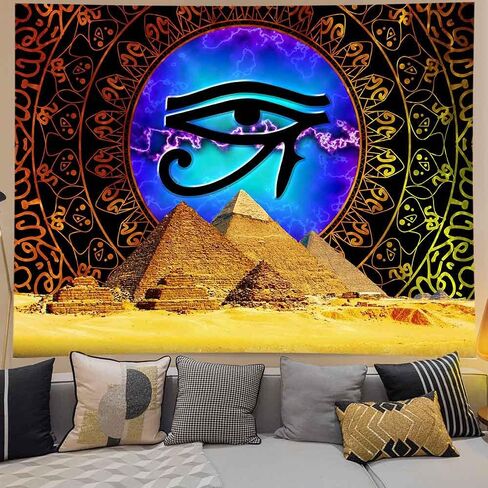 XSISTER النمط المصري نسيج الأساطير القديمة أنوبيس الوحش عين حورس أجنحة ذهبية التوازن النص الكلاسيكي الفن الجدار شنقا قصيرة أفخم 8060 بوصة غرفة المعيشة غرفة النوم ديكور المنزل in Kuwait