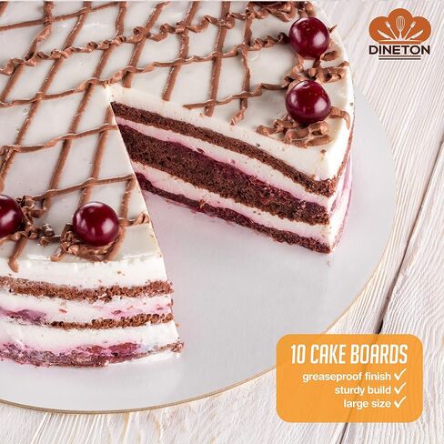 [10 Pack of Each] Cake Boxes 10 Inch Cake Boards Set – 10 Sturdy Cake Box 10 x 10 x 5 & 10 Inch Cake Boards - Window Cardboard Cake Boxes - Ten Round Cake Boards in Set (10x10x5) in Saudi Arabia