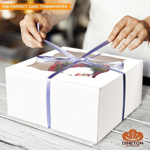 [10 Pack of Each] Cake Boxes 10 Inch Cake Boards Set – 10 Sturdy Cake Box 10 x 10 x 5 & 10 Inch Cake Boards - Window Cardboard Cake Boxes - Ten Round Cake Boards in Set (10x10x5) in Saudi Arabia