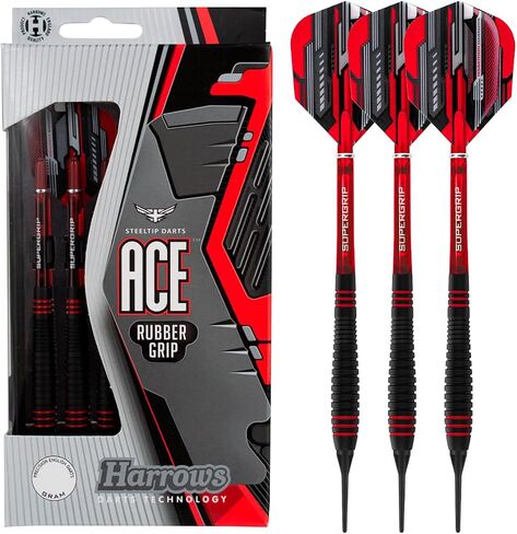 Harrows Ace Darts، مجموعة سهام ذات أطراف ناعمة بمقبض مطاطي، سهام عالية الدقة - 16 جم in Saudi Arabia