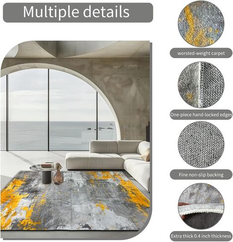Modern simple area carpet, living room area carpet, bedroom ultra soft area carpet, retro design, high fuzz, stain resistant carpet, anti slip backing (smartness-5, 5X7) in Saudi Arabia