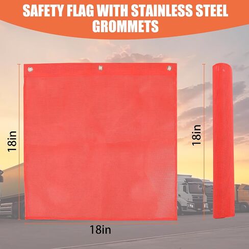 Heavy Duty Magnetic Safety Flags for Trucks (Pack of 4) - 18 x 18 Inch Orange Warning Flags with Grommet and Round Magnets | Mesh Safety Flag for Oversize Load Trailers in Kuwait