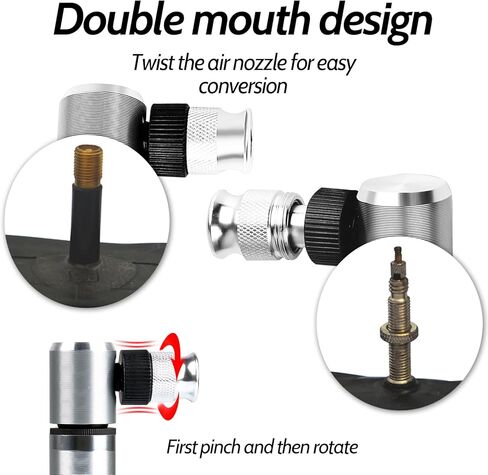 مضخة دراجة صغيرة مضخة إطار دراجة صغيرة متوافقة مع بريستا وشرايدر تتضمن عدة تركيب مضخة إطار دراجة خفيفة مدمجة للدراجات الجبلية على الطرق (160 رطل لكل بوصة مربعة، أسود) in Kuwait