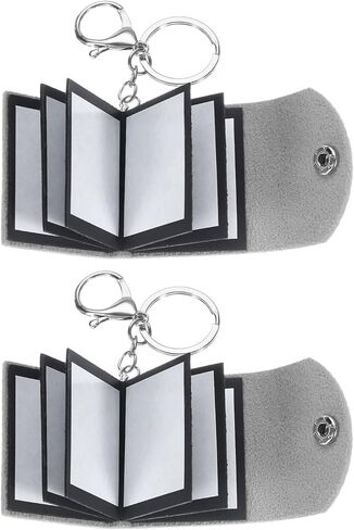 uxcell Custom Keychain with Pictures, 2 Pcs Personalized Leather Mini Photo Album Keychain with 10 Pictures DIY Small Memory Keyring Book for Family, Gray in Saudi Arabia