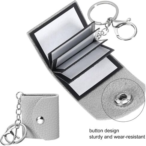 uxcell Custom Keychain with Pictures, 2 Pcs Personalized Leather Mini Photo Album Keychain with 10 Pictures DIY Small Memory Keyring Book for Family, Gray in Saudi Arabia