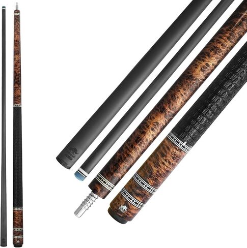 RHINO RETRO Pool Cue - Cocobolo, Bocote, Ebony, Snakewood, Thuya - Crocodile Embossed Microfiber Leather Wrap - 3/8-8 Joint - 12.5 mm Tip Diameter in Saudi Arabia