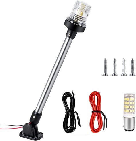 18 بوصة قارب صارم ضوء مرساة ضوء LED البحرية مقاوم للماء IP67، أبيض قابل للطي أضواء الملاحة للقوارب LED لعائم، قارب جون وقارب باس (12-24 فولت) in Kuwait