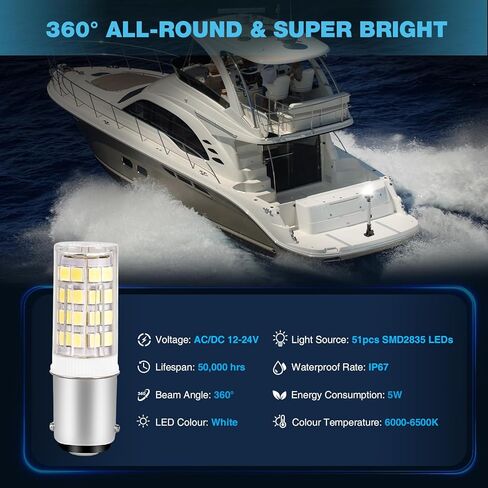 18 بوصة قارب صارم ضوء مرساة ضوء LED البحرية مقاوم للماء IP67، أبيض قابل للطي أضواء الملاحة للقوارب LED لعائم، قارب جون وقارب باس (12-24 فولت) in Kuwait