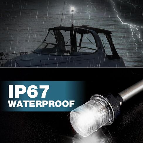 18 بوصة قارب صارم ضوء مرساة ضوء LED البحرية مقاوم للماء IP67، أبيض قابل للطي أضواء الملاحة للقوارب LED لعائم، قارب جون وقارب باس (12-24 فولت) in Kuwait