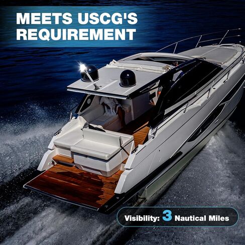 18 بوصة قارب صارم ضوء مرساة ضوء LED البحرية مقاوم للماء IP67، أبيض قابل للطي أضواء الملاحة للقوارب LED لعائم، قارب جون وقارب باس (12-24 فولت) in Kuwait