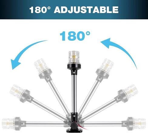 18 بوصة قارب صارم ضوء مرساة ضوء LED البحرية مقاوم للماء IP67، أبيض قابل للطي أضواء الملاحة للقوارب LED لعائم، قارب جون وقارب باس (12-24 فولت) in Kuwait