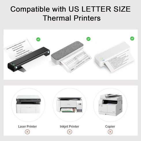 100 Sheets Thermal Printer Paper, Thermal Paper 8.5×11'' US Letter Size, Advanced Printing Paper Compatible with Brother Letter Portable Printer, Printer Paper for M08F-Letter, M832, M834, MT800 in Saudi Arabia