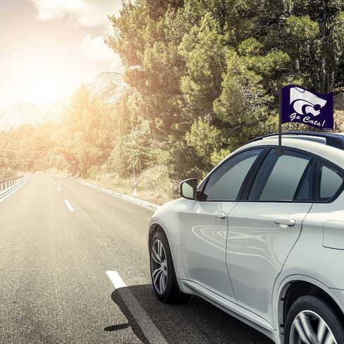 علم سيارة بعمود أسود من Rico Industries NCAA Kansas State Wildcats مع علم سيارة مزدوج الجوانب - 40.64 سم × 48.26 سم - عمود قوي يتم تثبيته على السيارة/الشاحنة/السيارات in Saudi Arabia