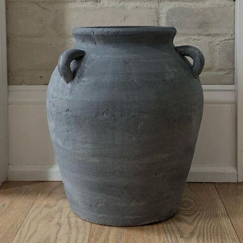 Black Vintage Decorative Vase for Home Décor, 12" Tall Handmade Terracotta Vase, Large Black Ceramic Vase in Saudi Arabia