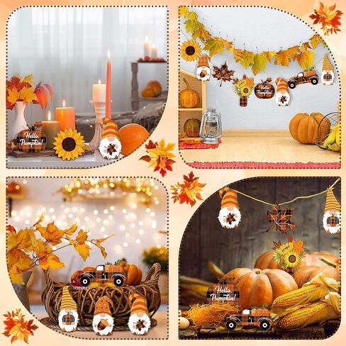 Thanksgiving Tree Ornaments Fall Decorations for Small Tree Thanksgiving Wood Gnome Hanging Ornaments Sunflower Gnomes Decor Wood Autumn Tree for Farmhouse Rustic Home Decor (Novel Style, 24 Pcs) in Saudi Arabia