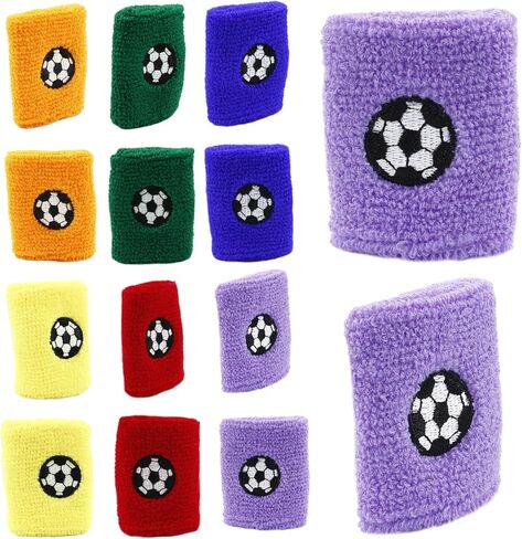 Hitefu 24PCS Sports Wristbands for Kids,Colorful Kids Athletic Wristbands with Football Designs, Wrist Sweatbands for Kids, Students, Sports, Soccer, Birthday Party Favors Supplies in Kuwait