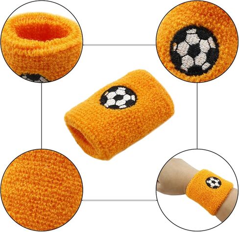 Hitefu 24PCS Sports Wristbands for Kids,Colorful Kids Athletic Wristbands with Football Designs, Wrist Sweatbands for Kids, Students, Sports, Soccer, Birthday Party Favors Supplies in Kuwait