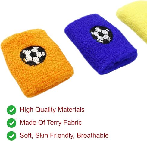 Hitefu 24PCS Sports Wristbands for Kids,Colorful Kids Athletic Wristbands with Football Designs, Wrist Sweatbands for Kids, Students, Sports, Soccer, Birthday Party Favors Supplies in Kuwait