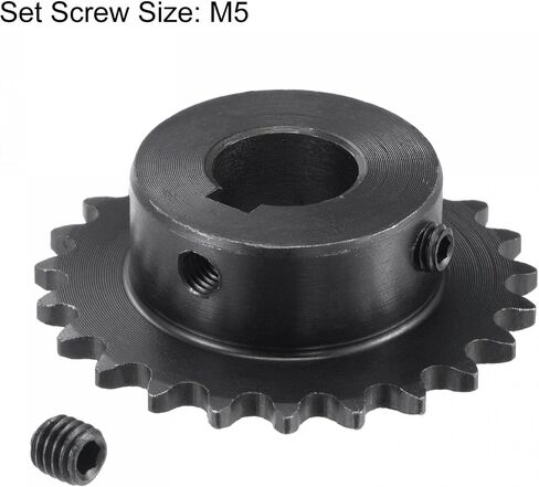 uxcell 23 Tooth Roller Sprocket B Type, #25 Chain, Single Strand 1/4" Pitch, 14mm Bore Black Oxide C45 Carbon Steel, Keyway with Set Screws for ISO 04C in Kuwait