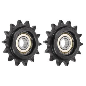uxcell 2pcs DIN(ISO) 06B Roller Chain Idler Sprocket 12mm Bore, 1/2" Pitch, Hardened 14 Tooth Tensioner Sprocket, Insert Single Bearing (B Type)