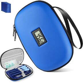 Insulin Cooler Hard Travel Case, Diabetes Medication Cooler with Digital Thermometer, 4 x 300ml Ice Packs for Double Cooling Time, Refrigerated Medication Storage Bag with Moisture Barrier Bag