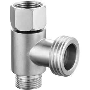 3-way 3/8" and 1/2" 3 Way Adapter Tee Connector Stainless Steel 3/8" Water Line T Fitting Brushed Nickel, 1 PCS, SBA020B