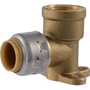 SharkBite Max 1/2 Inch x 1/2 Inch Drop Ear Elbow, FNPT, Push to Connect Brass Plumbing Fitting, PEX Pipe, Copper, CPVC, PE-RT, HDPE, UR334A