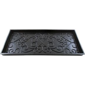 Achla Designs Scrollwork Rubber Boot Tray, Medium,Black