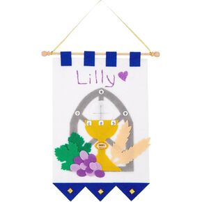 Needzo First Communion Banner Kit, Catholic DIY Crafts for Girls and Boys, 16" x 12"