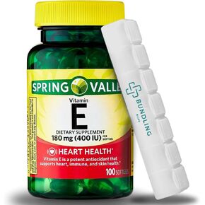 Spring Valley Vitamin E 180mg, Softgels Dietary Supplement, 100 Count 7 Day Pill Organizer Included - 1 Pack