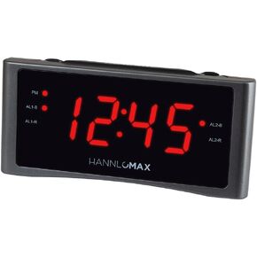 HANNLOMAX HX-151CR Alarm Clock Radio, PLL AM/FM Radio, Dual Alarm, 1.2" Green LED Display, AC Operation only. (Silver Grey)