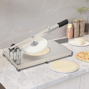 Pizza Dough Press Machine, 9.5 Manual Pastry Press Machine Stainless Steel Cake Pizza Dough Bread Dough Pastry Press Machine Dia. 7.87inch Platen for Home Kitchen & Commercial Use