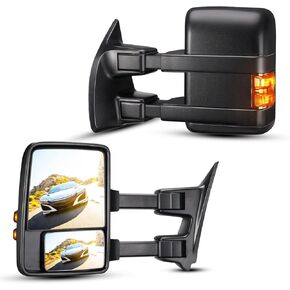 PHILTOP Side Mirrors Towing Mirrors Compatible with 1999-2016 F250 F350 F450 F550 Super Duty Powered Heated Extendable Tow Mirrors Driver and Passenger Side With Turn Signal Light