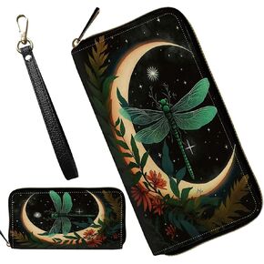 Wristlet Wallets for Women, Ladies Wallet Clutch Purse with Removable Wrist Strap Zip Around Large Capacity Card Holder Cash Pocket Cellphone Purse Travel Wristlet Bag, Blue Purple Flowers in Kuwait