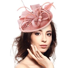 Fascinators Hats for Women, Fancy Hats with Clip Cocktail Tea Party Hats Fashionable Victorian Church Hats Clearance(Hot Pink)