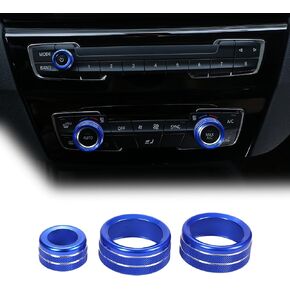 Car Center Console Air Conditioner Knobs Ring Trim Compatible with BMW 1 2 3 4 Series F30 F34 F46 GT X1 F44 F47 F48 U11,A/C Climate Control and Radio Volume Knob Ring Cover (Black) in Kuwait