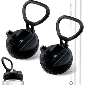 غطاء ميمور بماصة لزجاجة مياه سيركول - عبوتان من غطاء الوجه مع قش متوافق مع غطاء سيركول 12 أونصة، 22 أونصة، 32 أونصة، 42 أونصة، زجاجة مياه بلاستيكية وستانلس ستيل سعة 62 أونصة in Kuwait