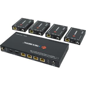 HDMI 2.0 4K Extender Splitter Over Single Cable CAT6 with PoC Up to 196 FT 1-in 8-Out w/Local Loop Output & Low Latency by J-Tech Digital [JTECH-18EX50]