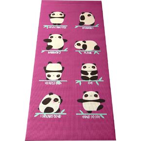 Bean Products Kids Size Sticky Yoga Mat | 3mm Thick (⅛") x 60" L x 24" W | Non-Toxic SGS Certified | Non-Skid & Non-Slip Eco-Friendly Exercise or Playtime Mat | Fun Colors & Designs | Panda, Raspberry