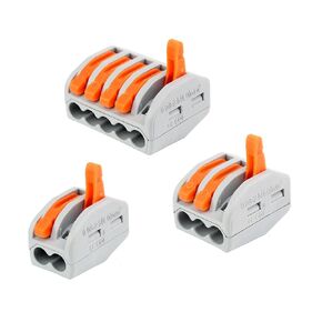 Lever Wire Connectors Kit Compact Splicing Wire Connectors Fast Connection Terminal Electrical Connectors Conductor Assortment Kit for Quick Connect 28-12 AWG （60PCS） (3)