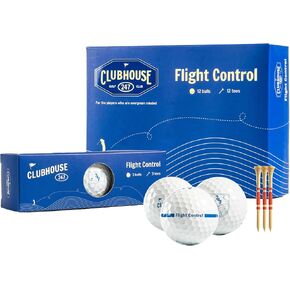 Flight Control Golf Balls | 12 Golf Balls and 12 Golf Tees | Mid to Low Handicap