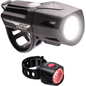 CYGOLITE Zot 250 Lumen Headlight & Dice TL 50 Lumen Tail Light USB Rechargeable Bicycle Light Combo Set, Black, red,Compact