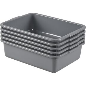 5-Pack 8 L Commercial Bus Box Tub, Small Dish Bus Tubs, Grey