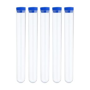 PATIKIL 70ml Test Tubes Set, 5pcs 5.91x0.79" PS Clear Round Bottom Test Tube Containers with Stopper for Bead Party Candy Bath Salt Storage Scientific Experiment Plant Propagation, Black