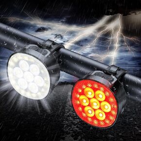 Bike Lights, [8+12 Modes & USB Rechargeable] Ultra Bright LED Bike Lights for Night Riding Front and Rear Flashlight, IP65 Waterproof Bicycle Headlight and Tail Light Set for Mountain Cycling