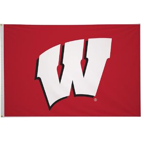 Wisconsin Badgers College Sports Printed Flag - NCAA Licensed - Super Polyester - Single-Sided 4' x 6' School Banner (Red, White)